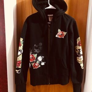 Walt Disney Mickey Mouse tattoo Black Hoodie bling thick black XL new never worn